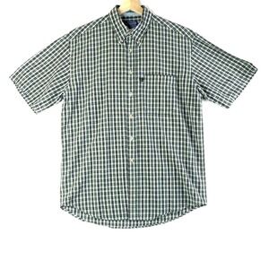 Pendleton Mens Shirt M Green Navy Check Plaid Short Sleeve Spring Resort Coastal